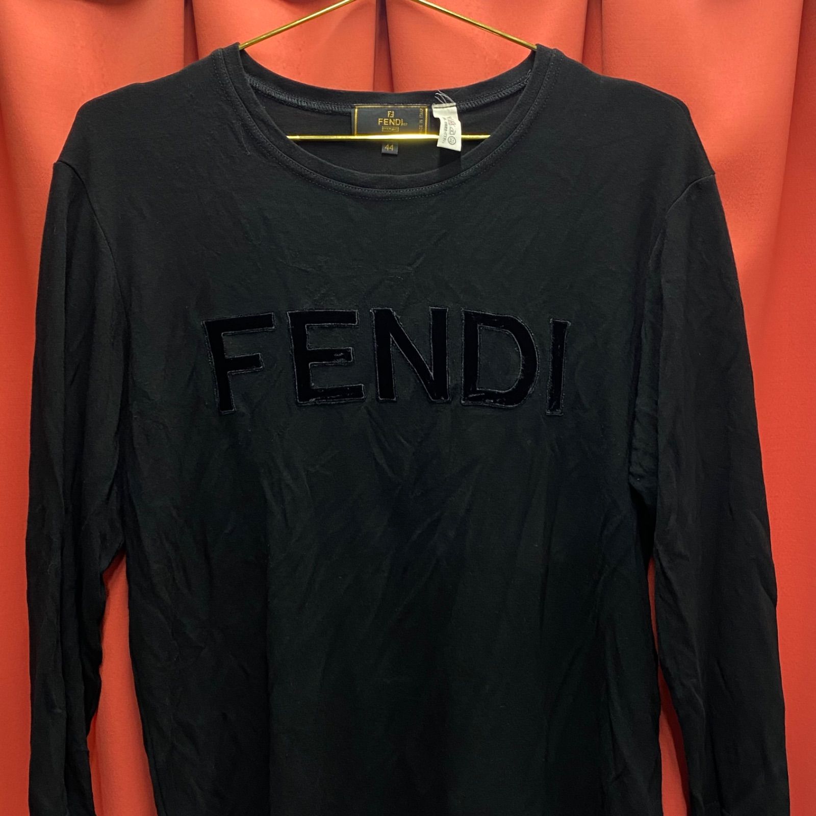 FENDI フェンディ ロゴ ロングTシャツ スウェット 長袖 ブラック 44