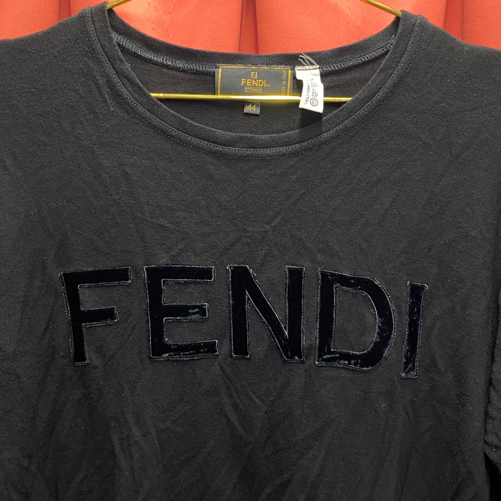 FENDI フェンディ ロゴ ロングTシャツ スウェット 長袖 ブラック 44