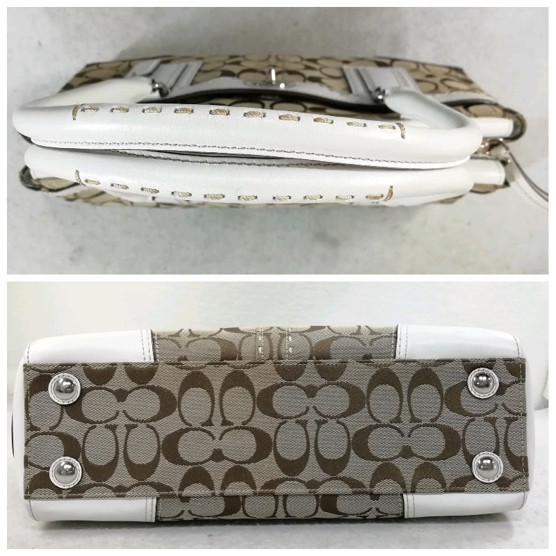 中古】COACH K0771-11589 ハンドバッグ シグネチャー ホワイト×カーキ 