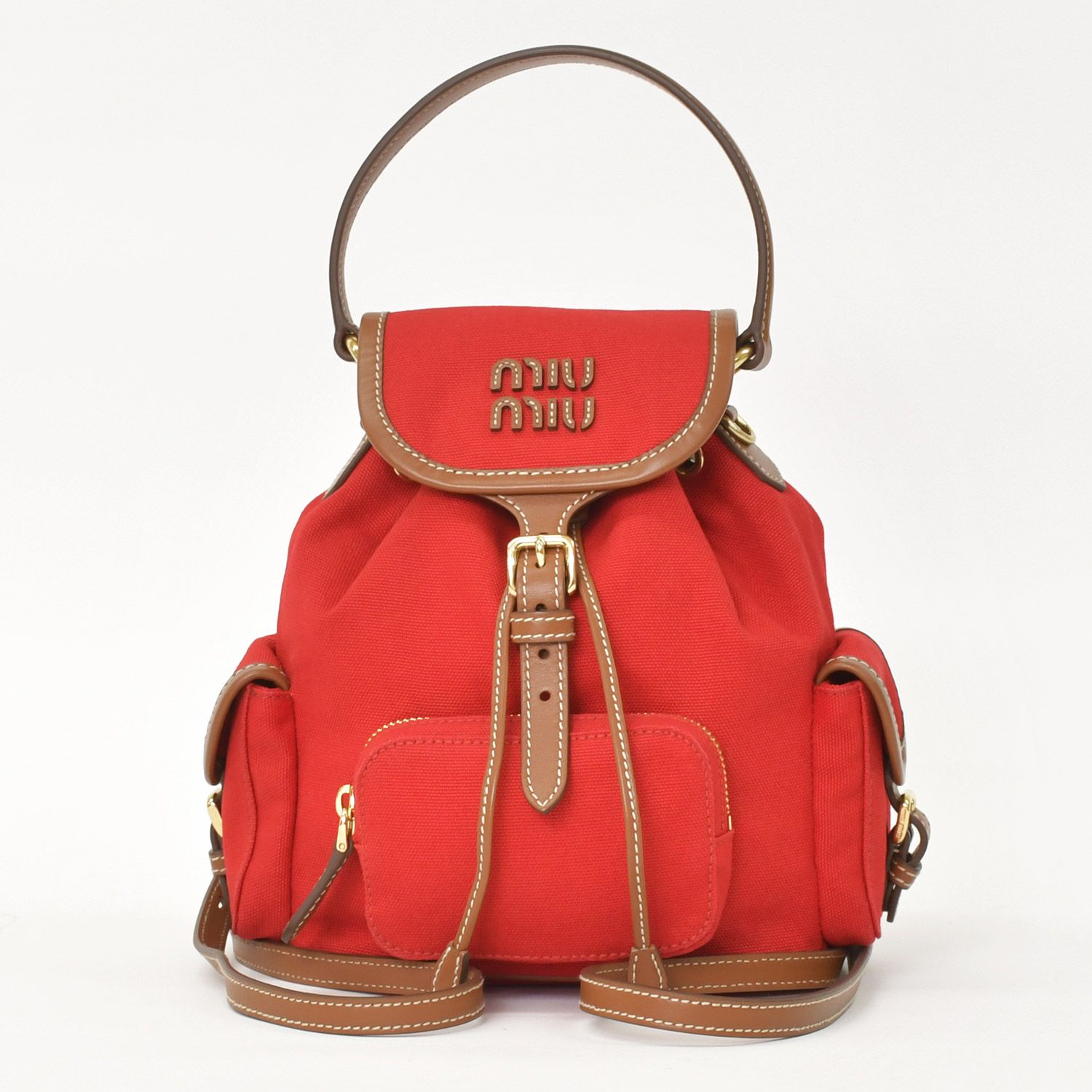 新品同様品 MIU MIU ミュウミュウ キャンバス レザー バックパック