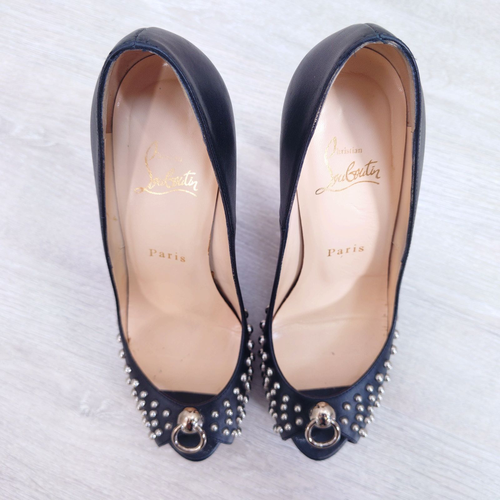 Christian Louboutin スタッズ パンプス 37 24cm相当 ブラック レザー