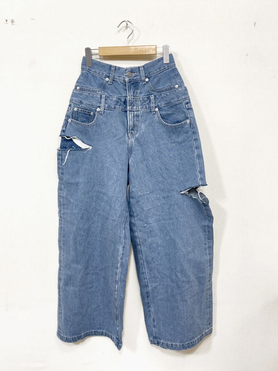 美品 WCJ ダブルシージェイ 若槻千夏 レイヤード デニムパンツ size26
