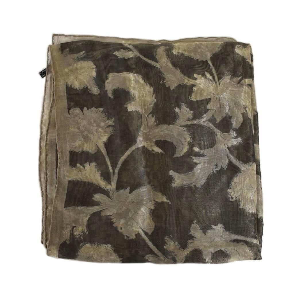美品✨ジョルジオアルマーニ ストール ペイズリー柄 総柄 光沢 ジョルジオアルマーニ GIORGIO ARMANI ストール 総柄 光沢 花柄 カーキ