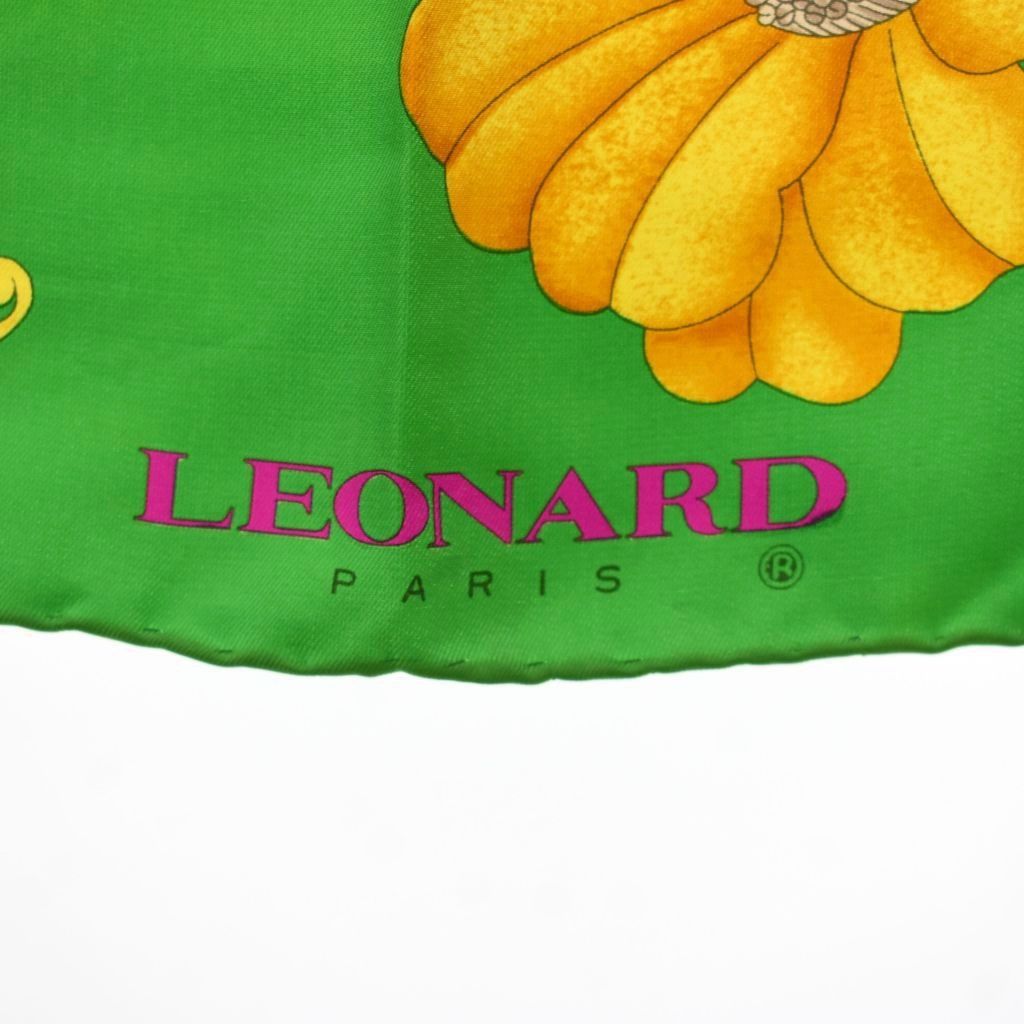 レオナール LEONARD スカーフ 総柄 シルク トランプモチーフ 花柄 緑