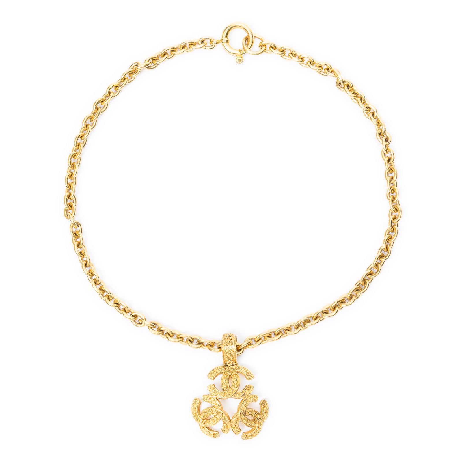 [中古] CHANEL シャネルトリプル CC ペンダント チェーン ネックレス金金メッキA