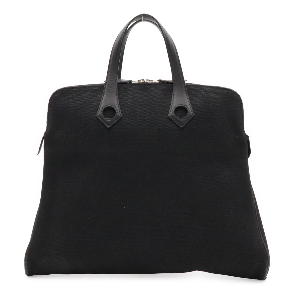 HERMES エルメス サックイブーMM トートバッグ ハンドバッグ キャンバス レザー ブラック 黒 シルバー金具 □I刻印