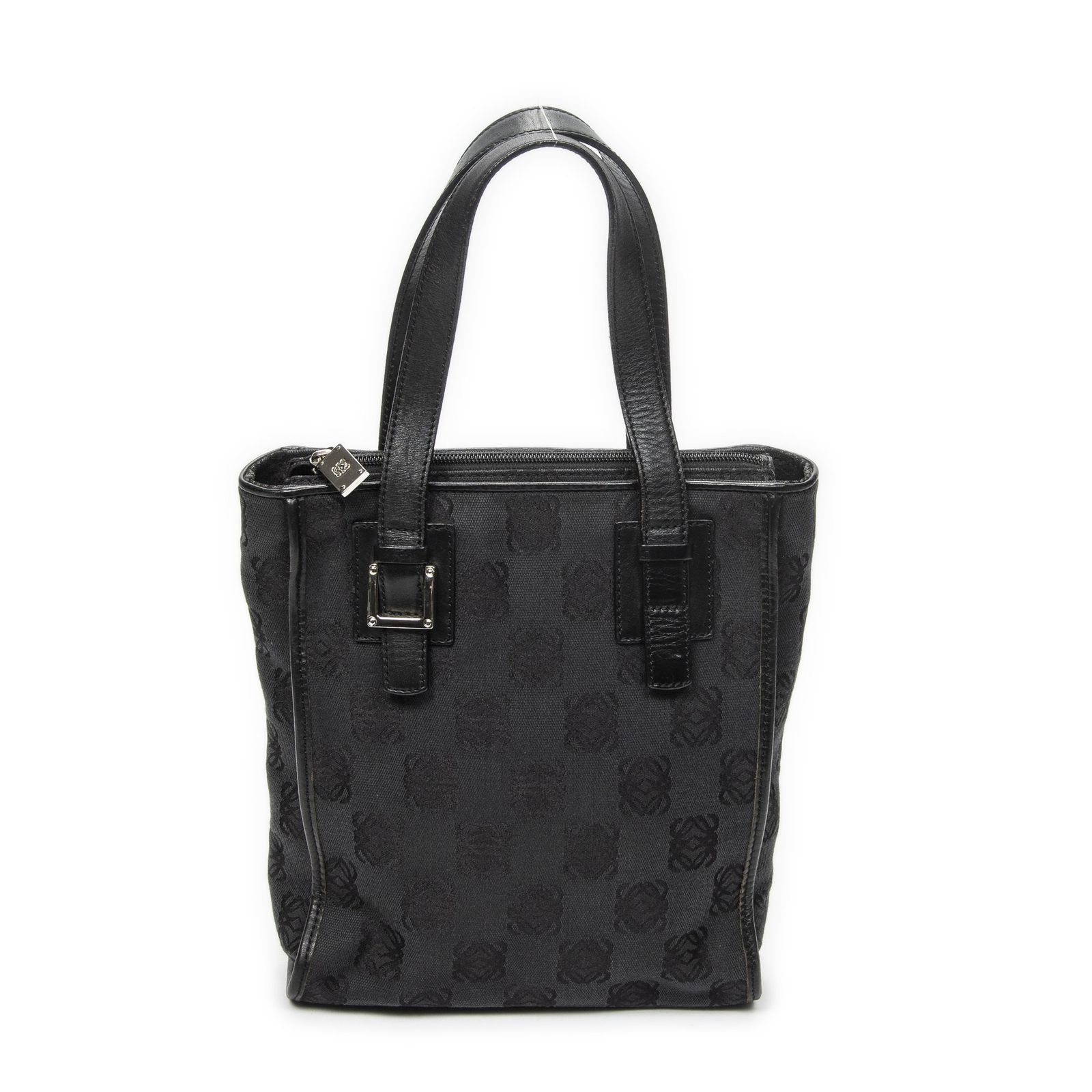 [中古] LOEWE ロエベラージバーティカルジップトート黒アナグラムキャンバスAB