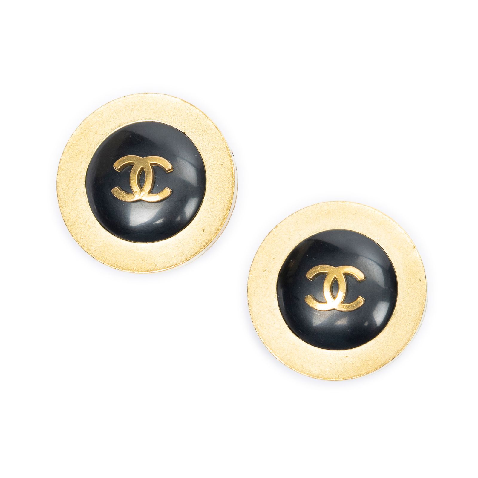 [中古] CHANEL シャネルココマーク ラウンド クリップタイプ イヤリングブラック/ゴールド金メッキA