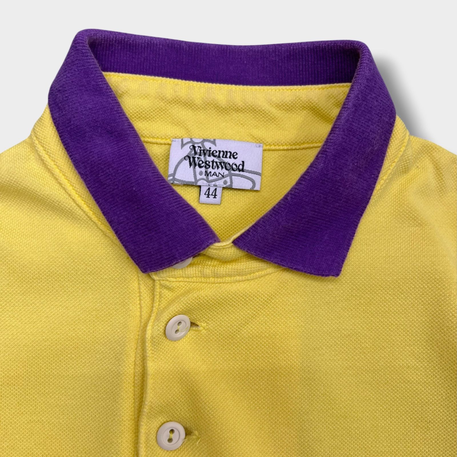y2k❤️ Vivienne Westwood ボーダー ハイネック ポロシャツ Vivienne Westwood MAN ポロシャツ 44 Y2K オーブ刺繍 マルチカラー