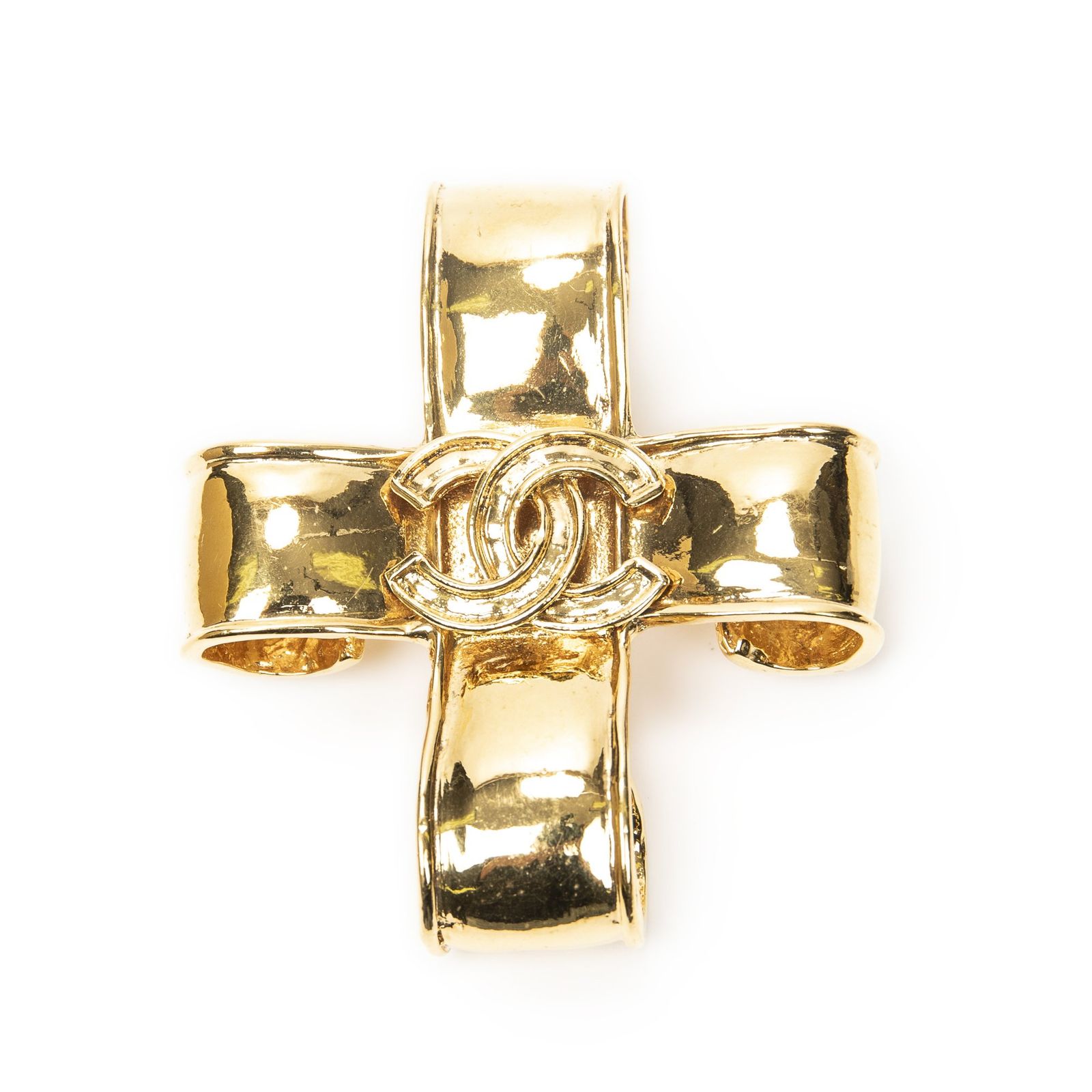 [中古] CHANEL シャネルCC Cross Brooch金金メッキA