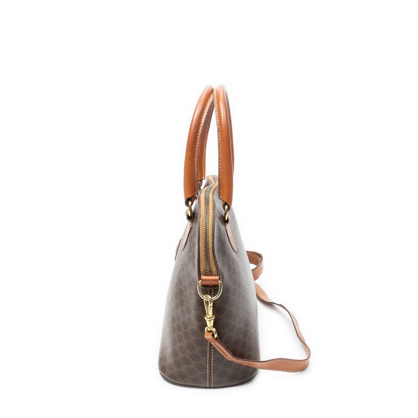 [中古] CELINE セリーヌドームトップハンドル茶色マカダムPVCキャンバスAB