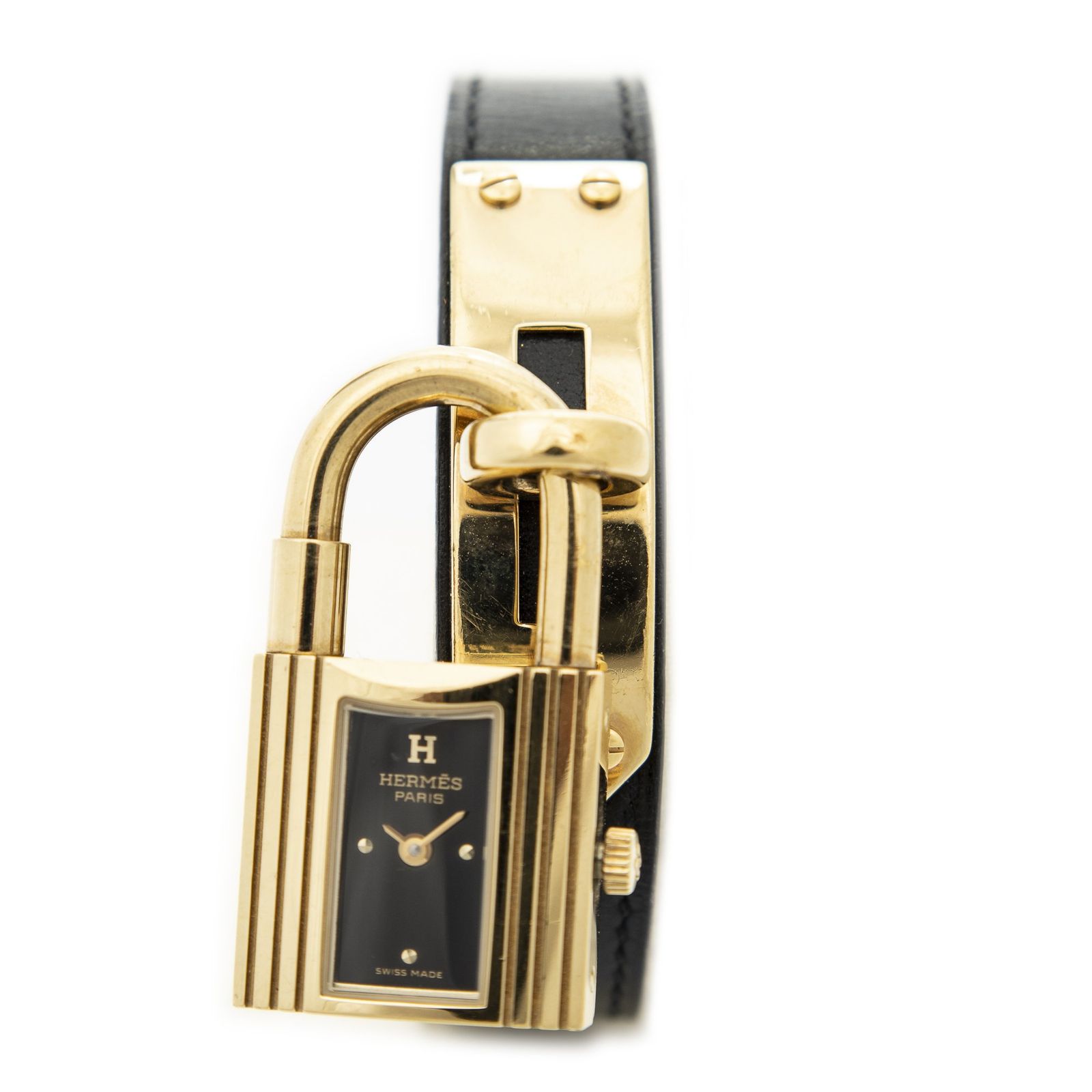 [中古] HERMES エルメスケリーウォッチ黒ボックスレザーA