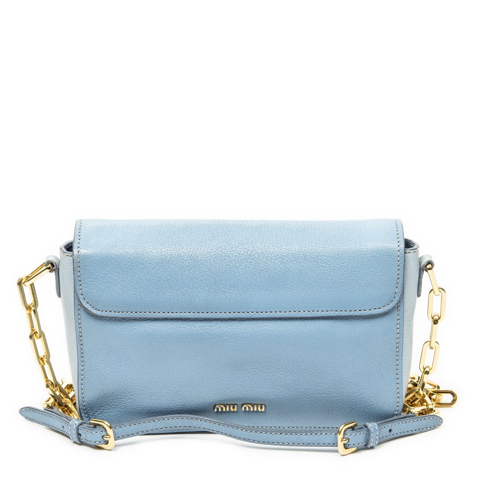 りゅうみ 中古] MIU MIU ミュウミュウプッシュロック フラップ チェーン クロス