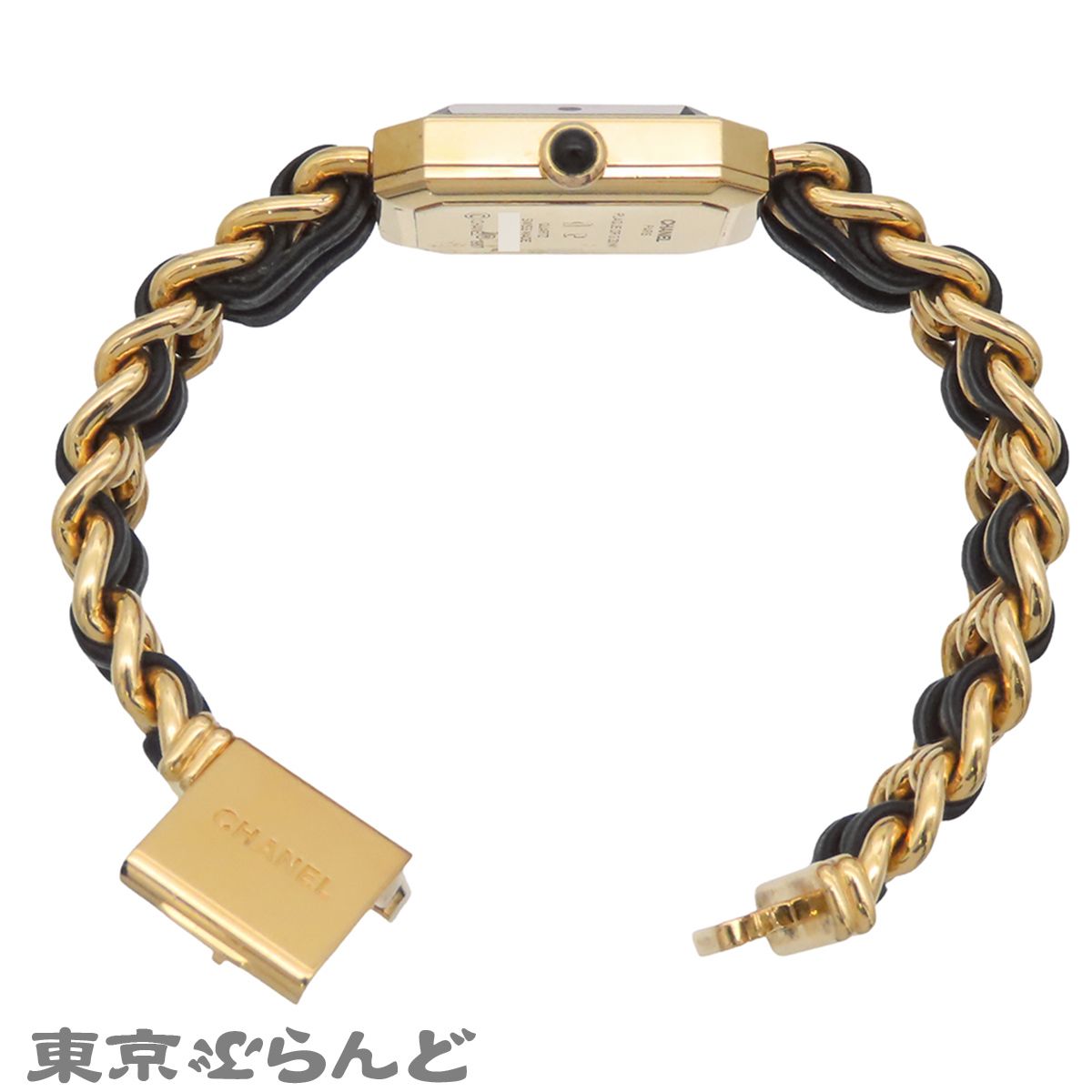 シャネル CHANEL プルミエール H0001 ブラックxゴールド SS レザー S