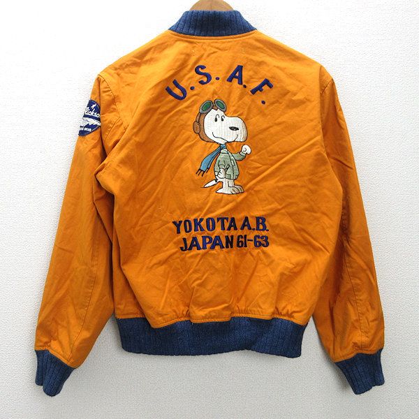 【スヌーピー】バズリクソンズ ツアージャケット 42 オレンジ ビンテージ 古着 g□バズリクソンズ/Buzz Rickson's スヌーピーツアージャケット