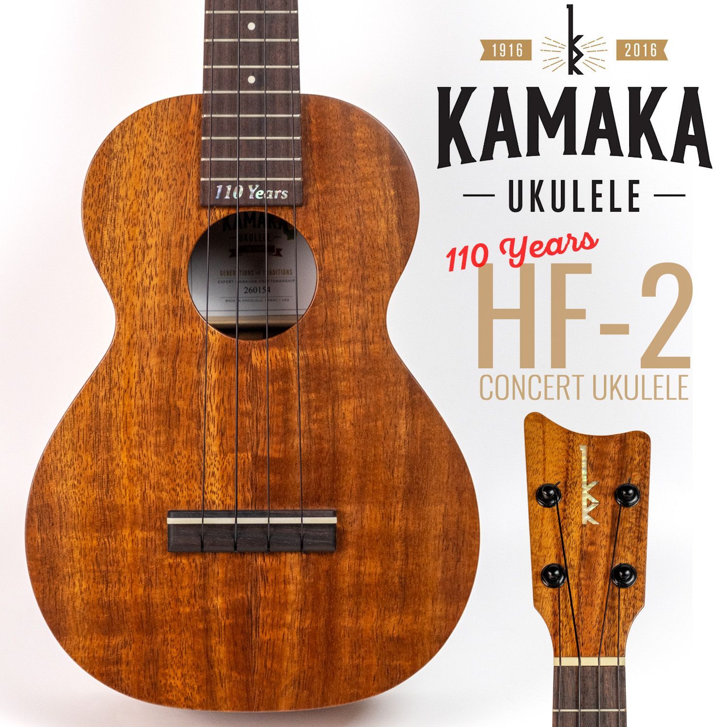 KAMAKA HF-2 110 Years カマカ コンサートウクレレ 110周年記念モデル