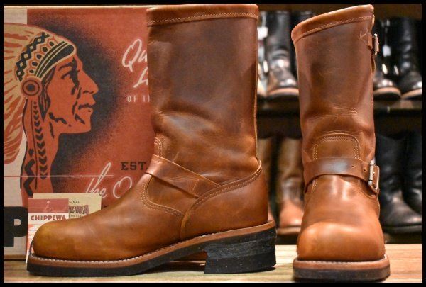 [7.5E Good Black Tag] Chippewa Chippewa Engineer 1901M05 Brown Tan Renegade Brown 11 inch Height Steel Toe Boots HOPESMORE [GG106]