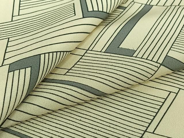 平和屋着物▽上質な小紋　単衣　幾何学文様　正絹　逸品　AABJ9616jh