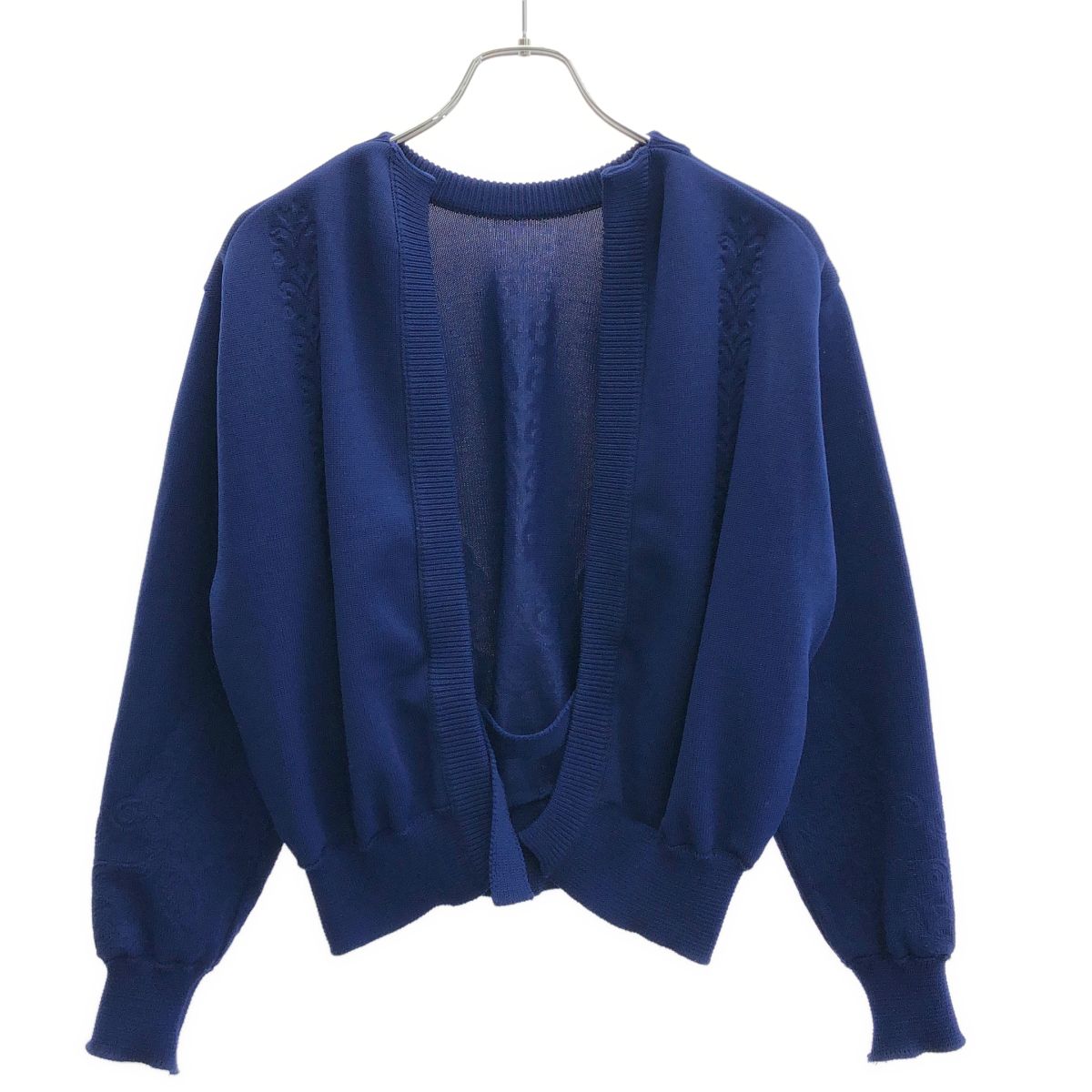 TOGA - 美品 TOGA ARCHIVES トーガ アーカイブス 長袖 再構築 バイカラー リボン ニット セーター 36 ブルー×ブラック レディース 古着 中古 USED TOGA ARCHIVES トーガアーカイブス 18AW フラワーエンボスニット