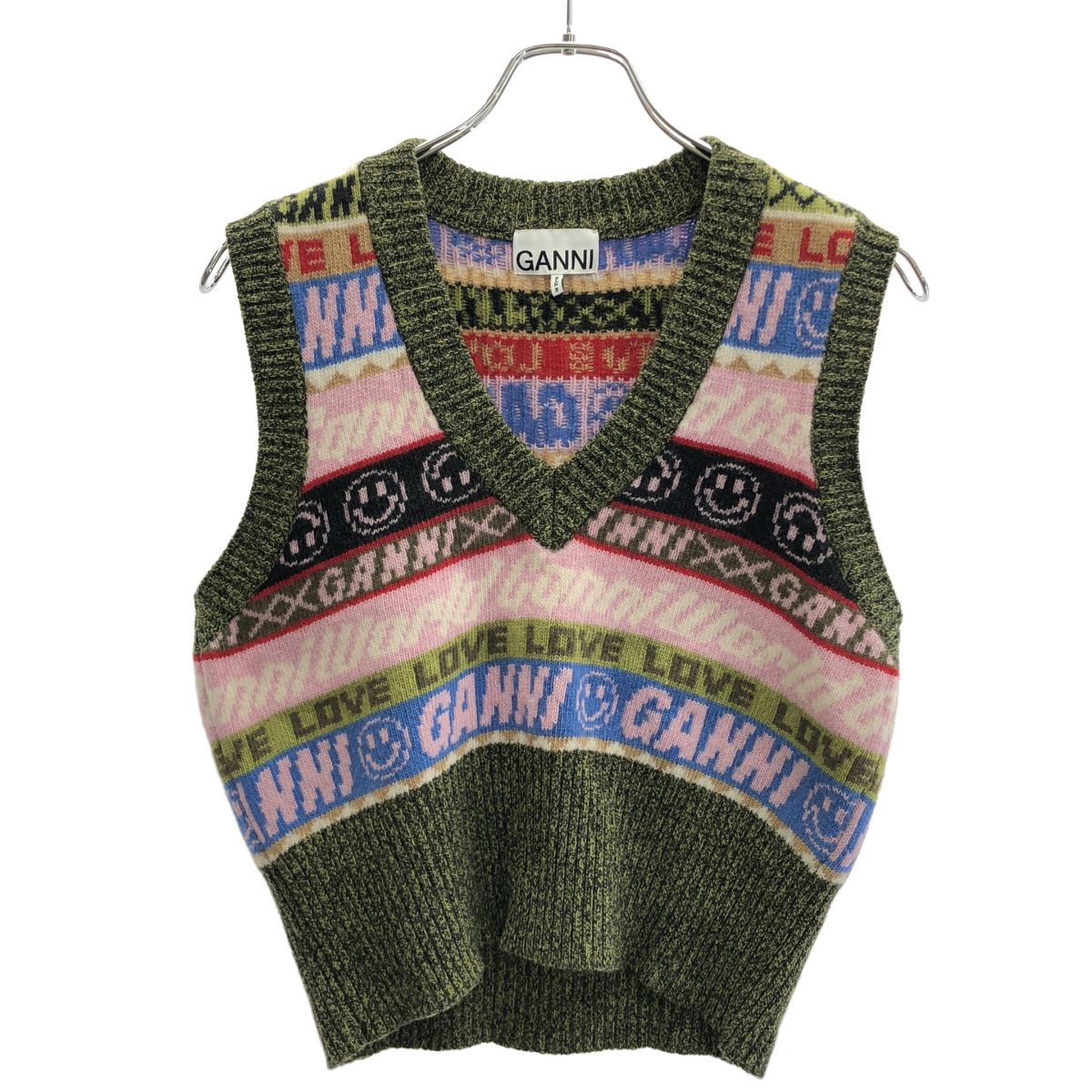GANNI ガニー Graphic V-neck Vest ニットベスト ミックス XS - メルカリ
