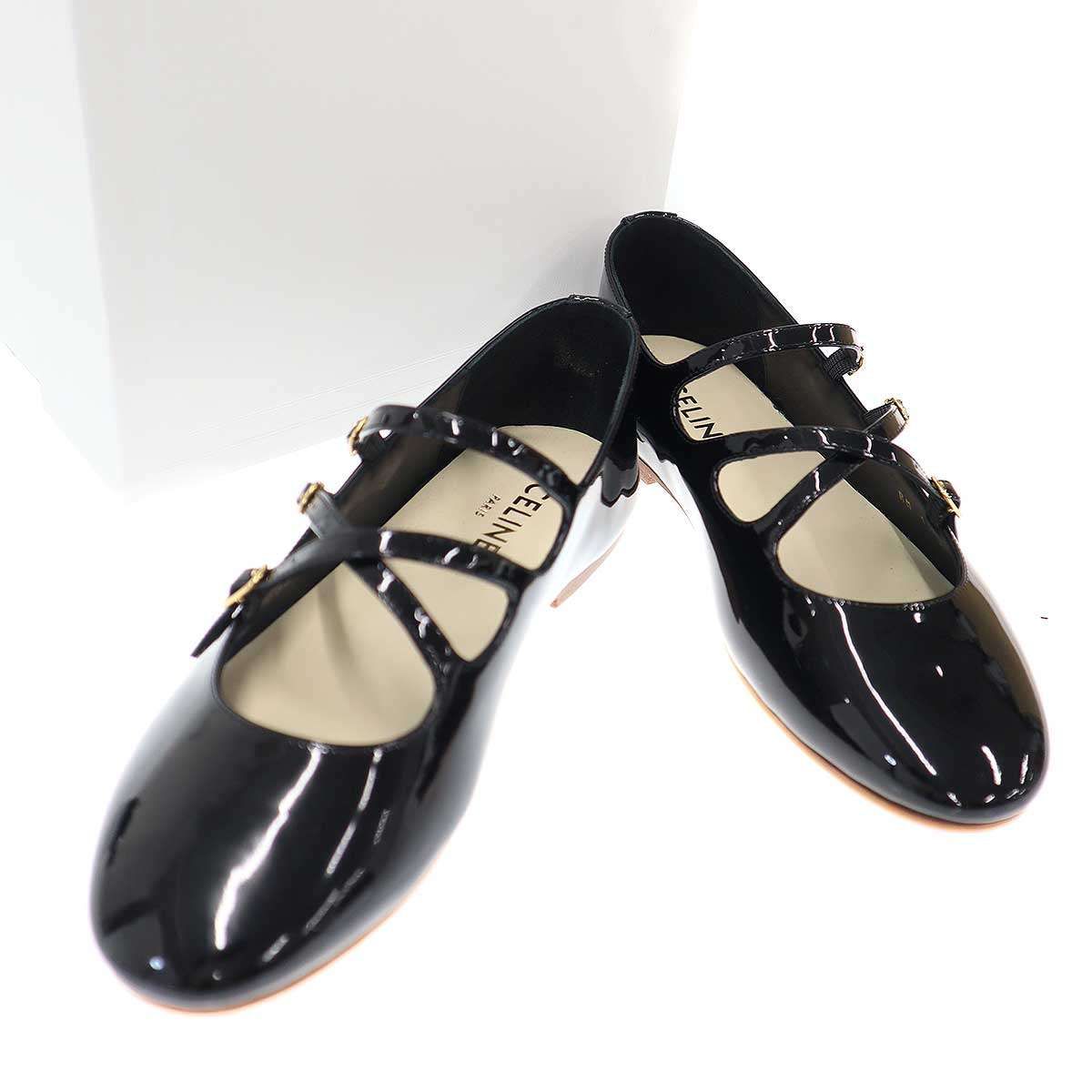 CELINE セリーヌ クリスクロス ベビーズバレリーナ フラットシューズ