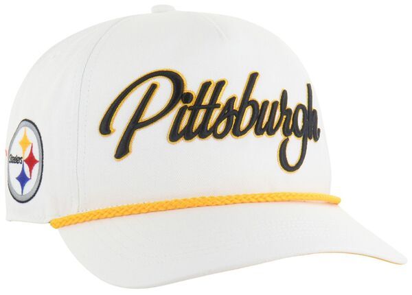 フォーティーセブン レディース アクセサリー 帽子 Tシャツ 47 Adult Pittsburgh Steelers White Overhand Hitch Adjustable Hat NoCo