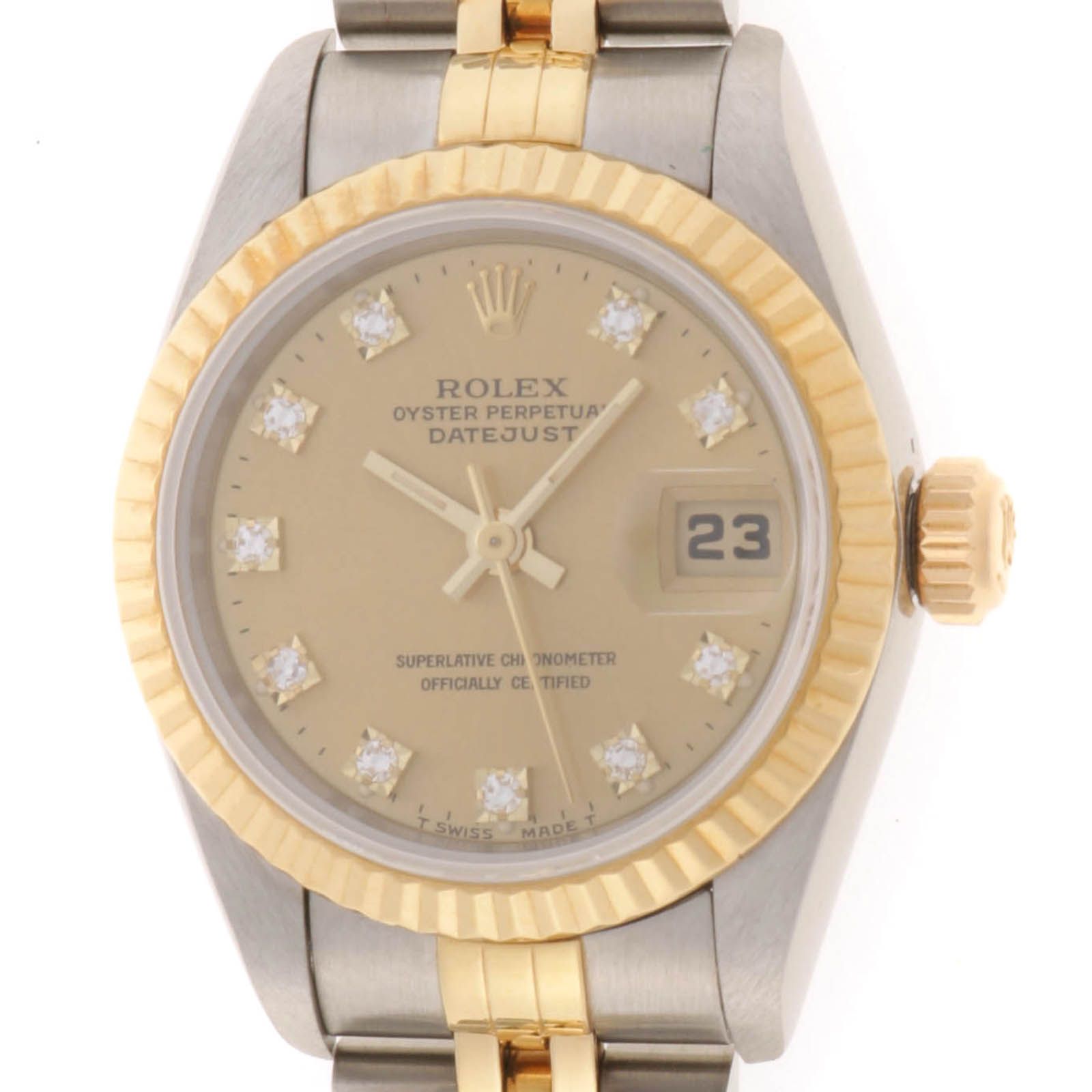 ROLEX ロレックス デイトジャスト 69173G 10Pダイヤ S番 時計 自動巻き ステンレス/ゴールド レディース 2148104178442【中古】207