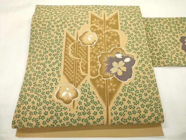 平和屋着物●九寸名古屋帯　矢羽花文　金彩　正絹　逸品　CABK8451dy 平和屋着物○九寸名古屋帯 矢羽花文 金彩 正絹 逸品 CABK8451dy - メルカリ