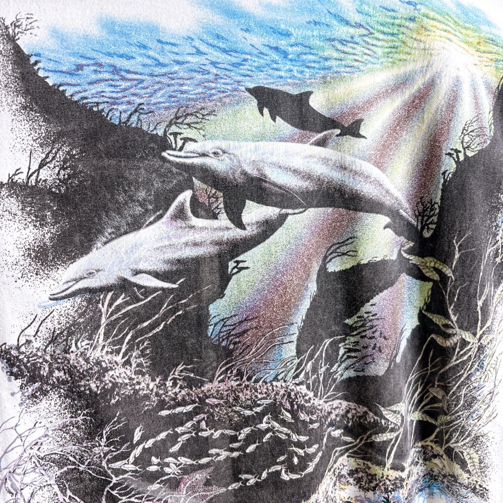 海洋グラフィック】90s Vintage SHARK T-shirt シャーク ホワイト サメ