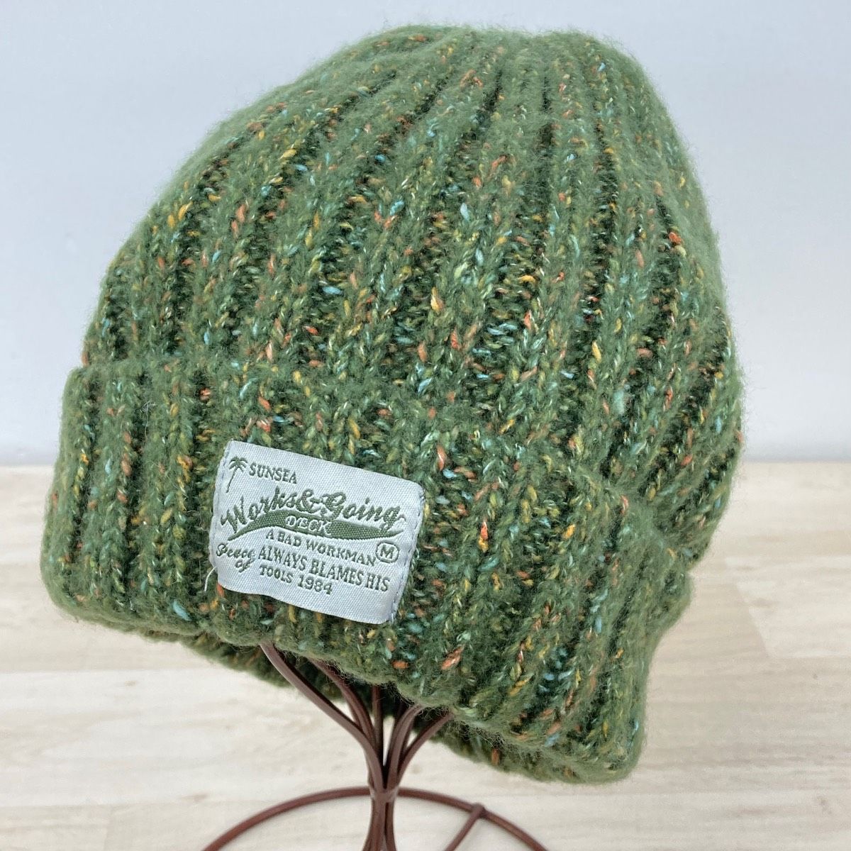 即完売　SUNSEA A KNIT CAP サンシー　ニット帽　ビーニー 美品 SUNSEA/サンシー ニット帽 ビーニー グリーン系 ミックスカラー