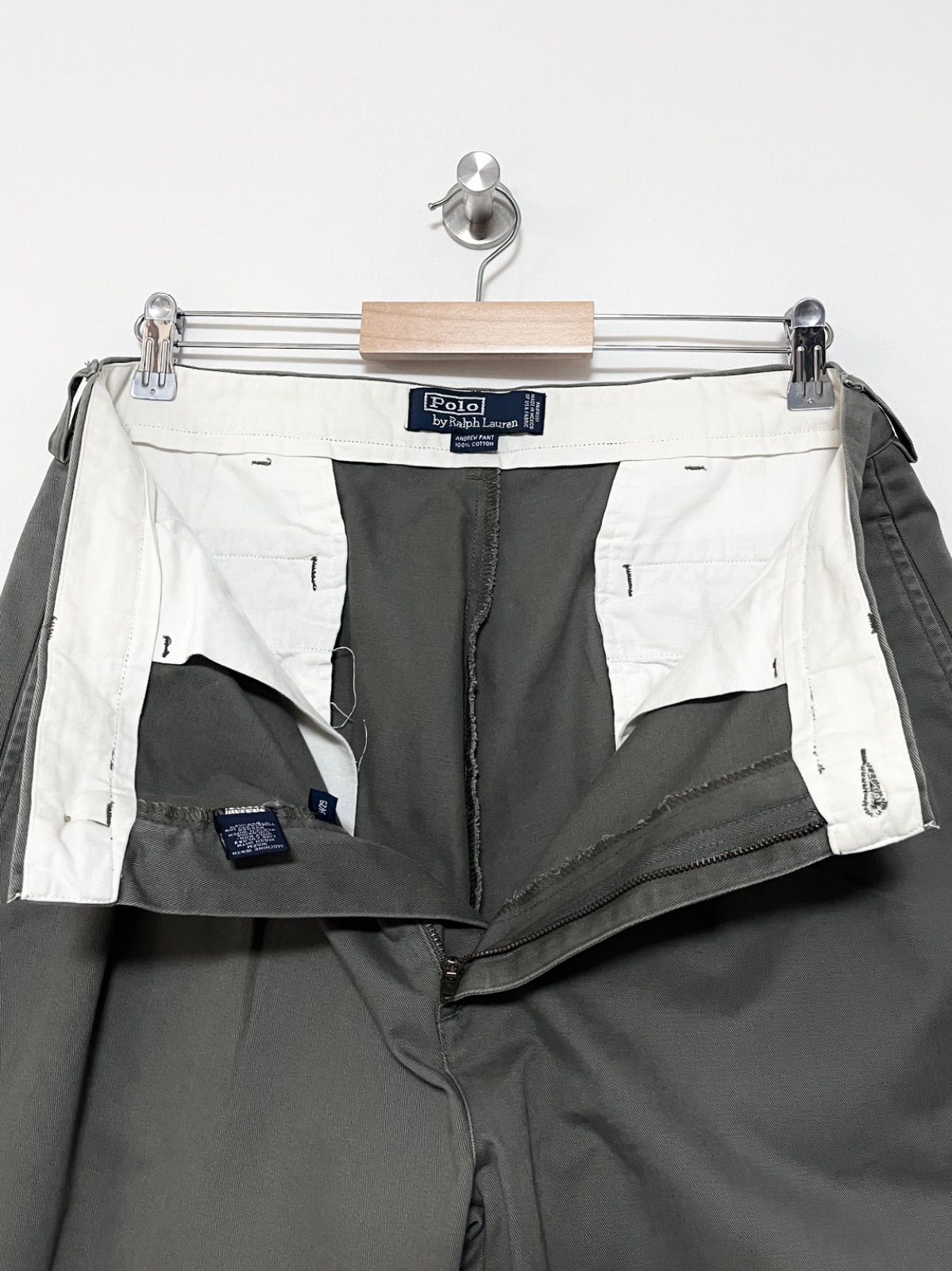 Polo RALPH LAUREN】90s ANDREW 2タックチノパンツ W34 L29 カーキ