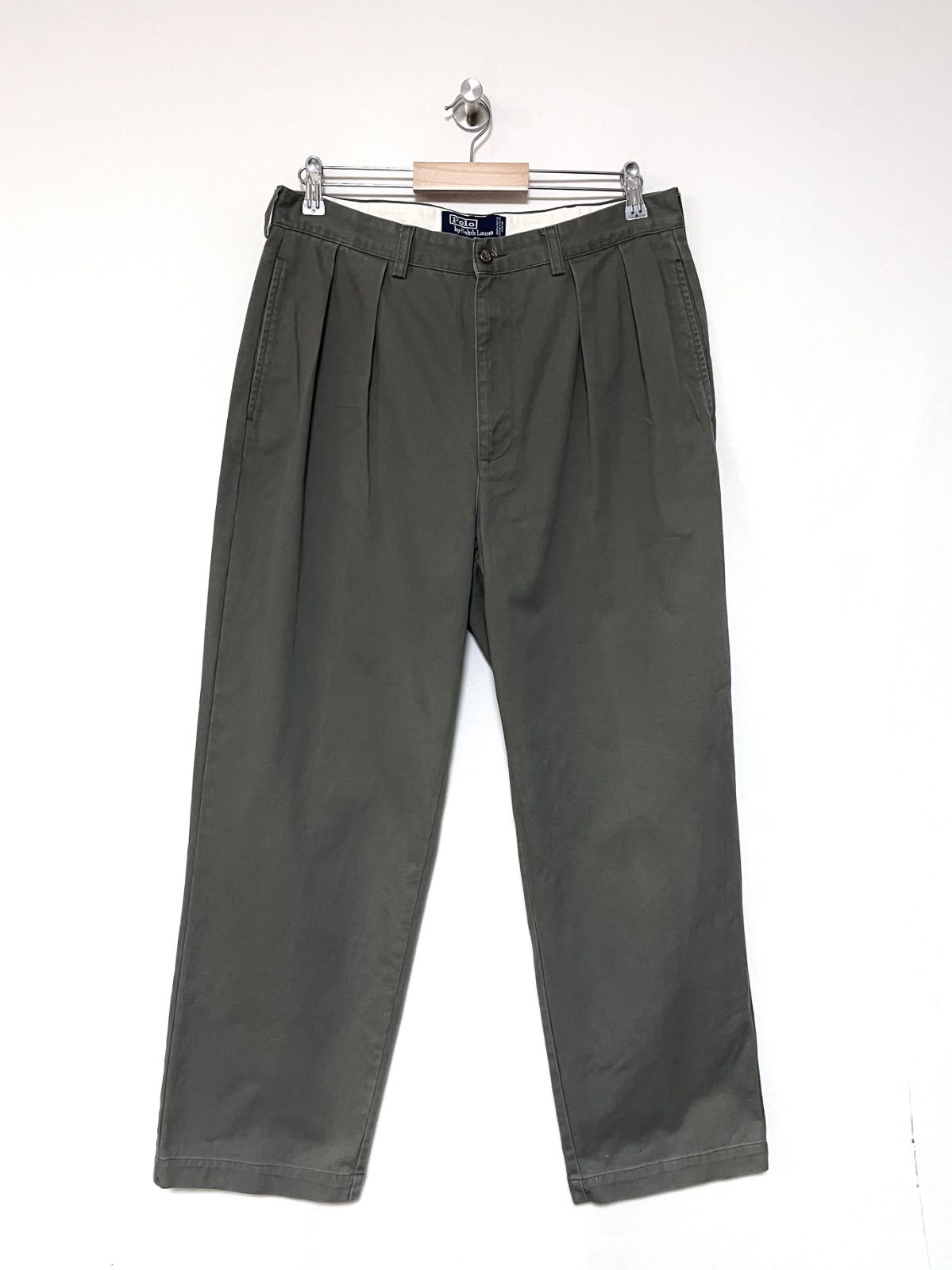 Polo RALPH LAUREN】90s ANDREW 2タックチノパンツ W34 L29 カーキ