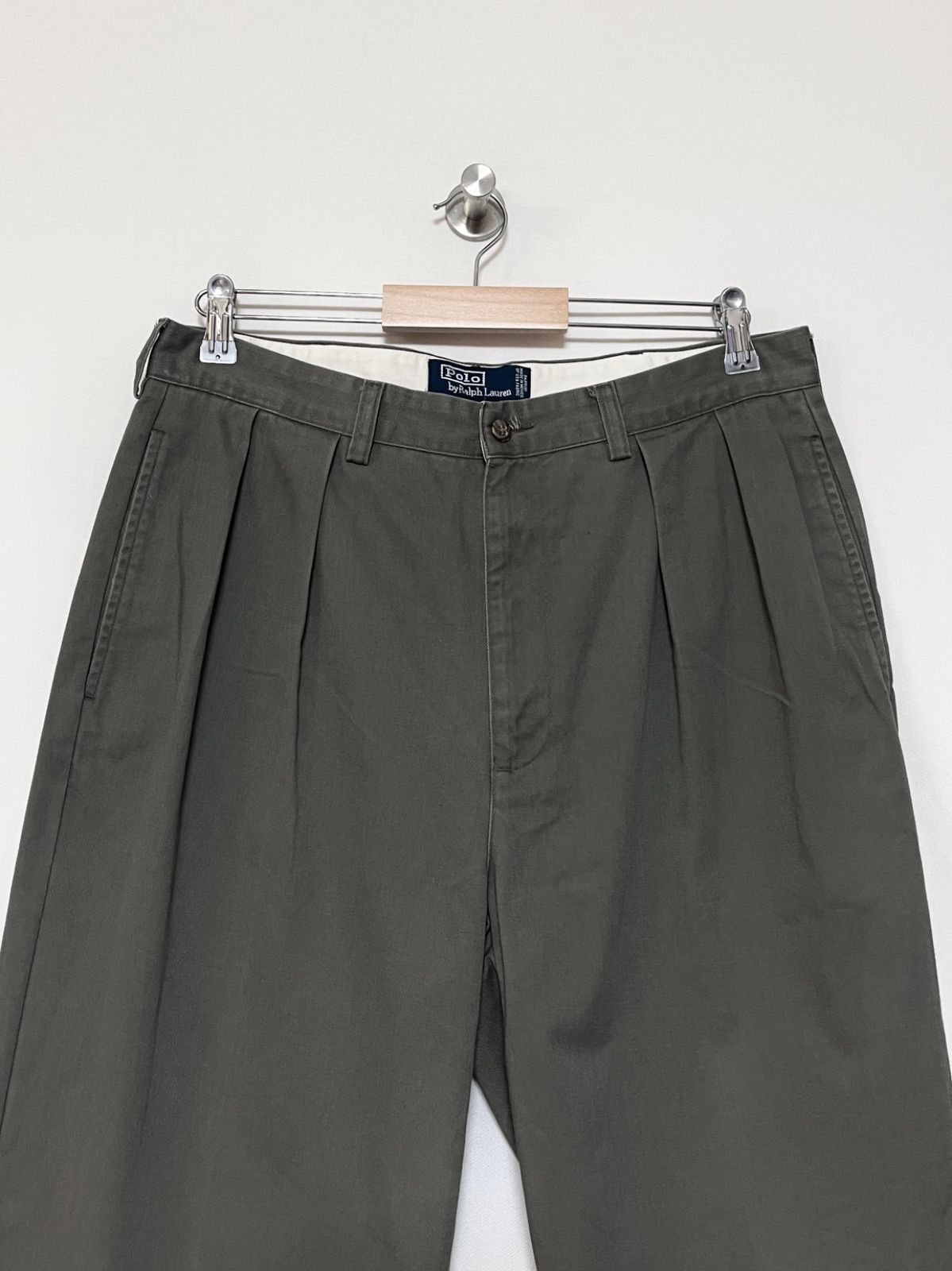 Polo RALPH LAUREN】90s ANDREW 2タックチノパンツ W34 L29 カーキ