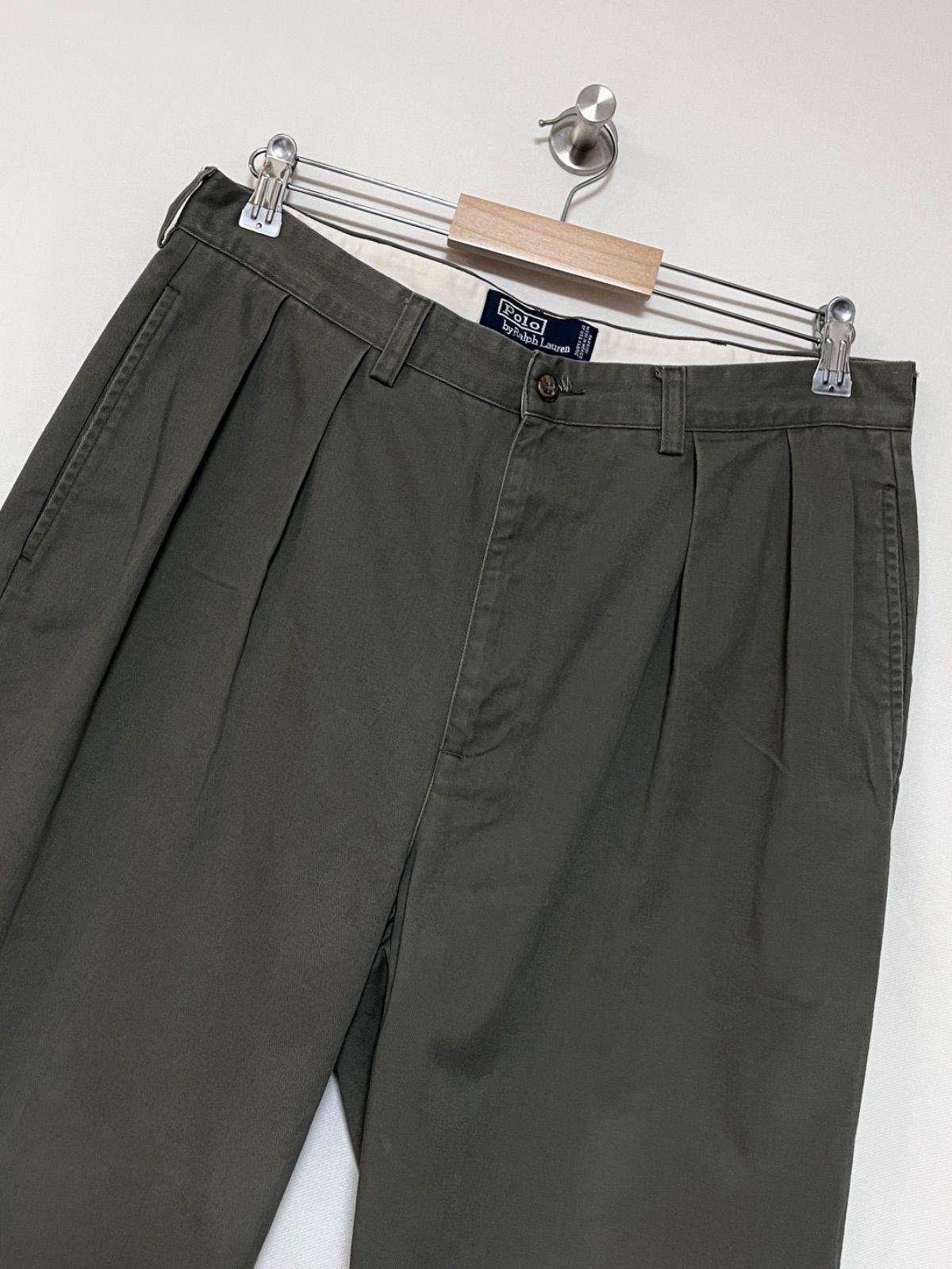 Polo RALPH LAUREN】90s ANDREW 2タックチノパンツ W34 L29 カーキ