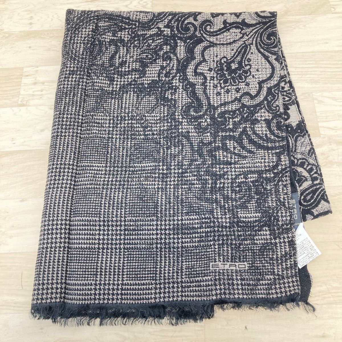 美品 ETRO/エトロ ストール/ショール ペイズリー柄 グレンチェック柄