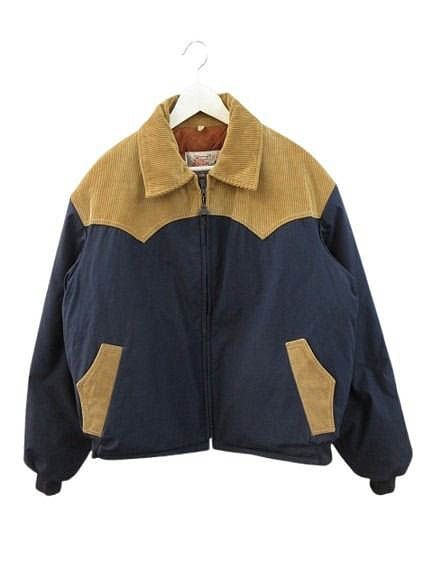 ヴィンテージ VINTAGE 70s 80s DOUBLE K ウエスタン 中綿ジャケット USA製 46 ネイビー