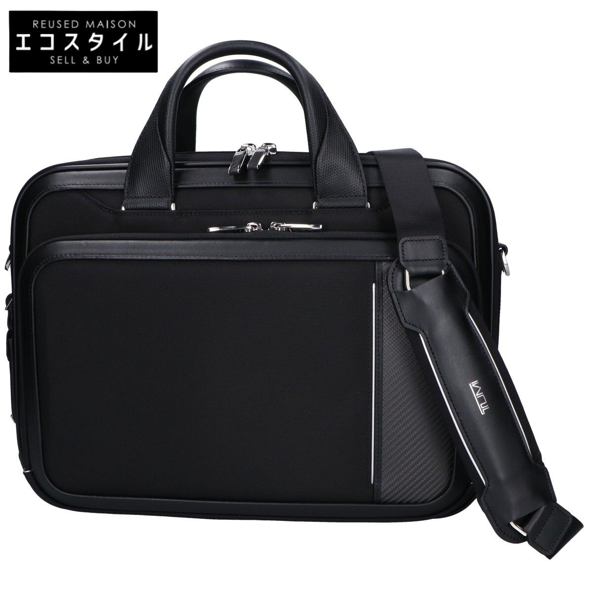 TUMI　トゥミ　美品 Arriveコレクション 156624 サドラー ポリエステルxカーボンファイバー メタルロゴ ラージ・ブリーフバッグ