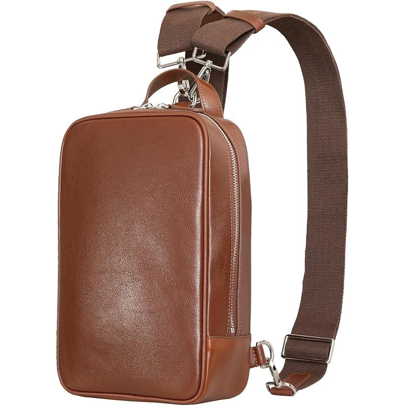 【新品】 [Dom Teporna] リュック メンズ レディース 小さめ 本革 ボディバッグにもなる 2way ストラップ2本付属 イタリアンレザー ワンショルダー 縦型 ダークブラウン