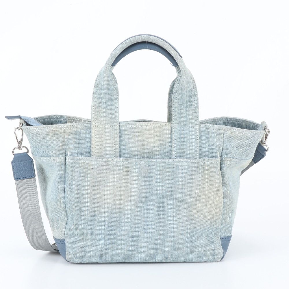 美品 ハンティングワールド デニム レザー 2WAY ショルダーバッグ 斜め