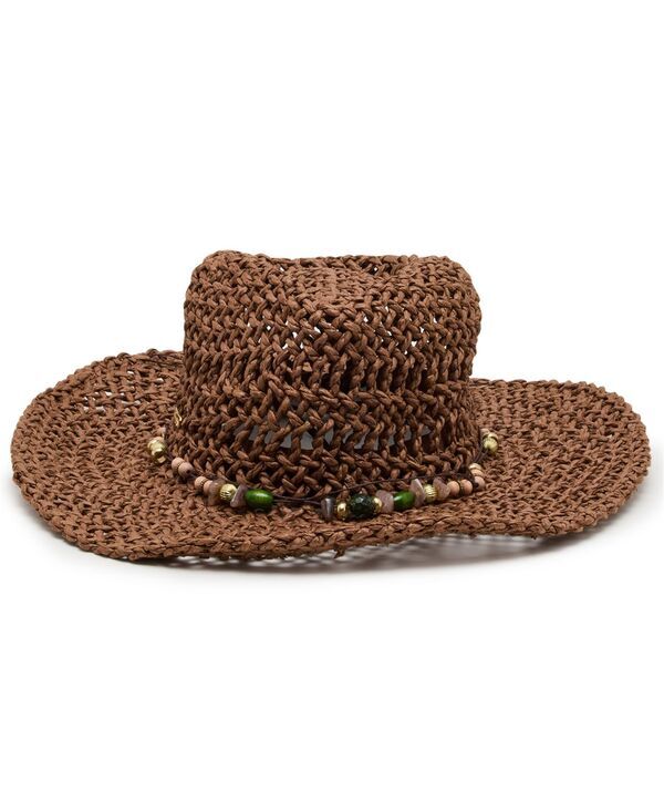 スティーブ マデン レディース アクセサリー 帽子 Steve Madden Beaded Trim Classic Western Hat Chocolate チョコレート