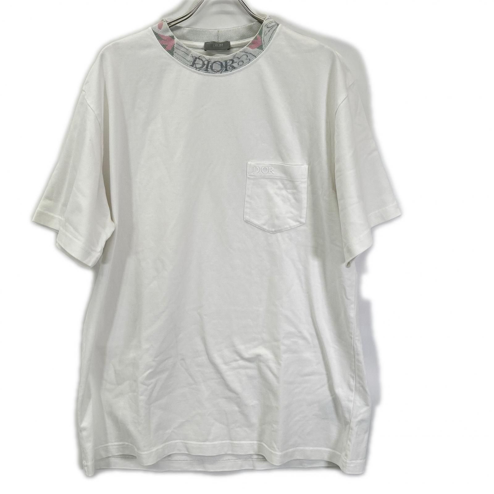 DIOR ディオール 383J644A0554 ネックデザイン刺繍ロゴ 胸ポケットTシャツ XXL DIOR ディオール 383J644A0554 ネックデザイン刺繍ロゴ 胸ポケットT