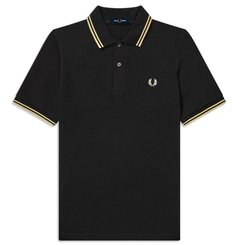 Fred Perry 半袖ポロシャツ ブラック×ゴールド リブライン 英国製 新品未使用】FRED PERRY フレッドペリー ポロシャツ 半袖 ユニセックス