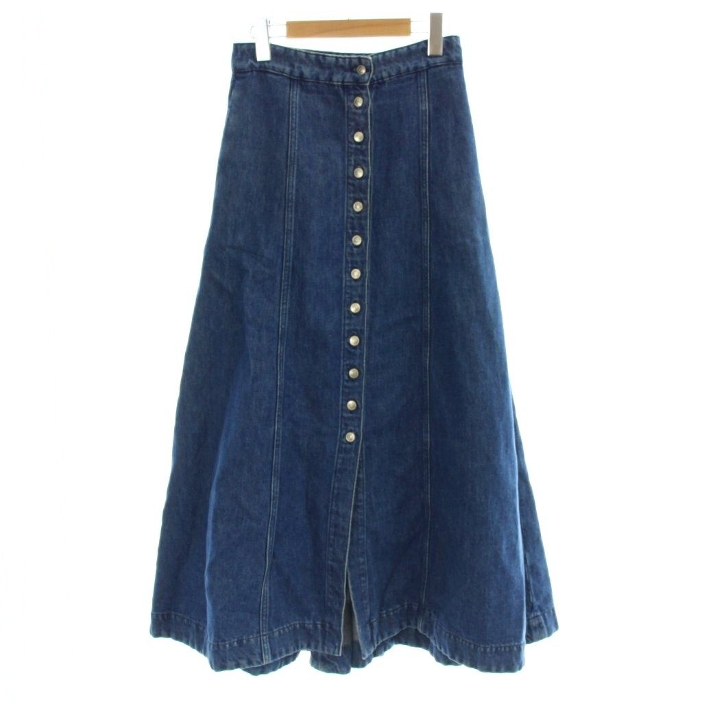 アクネ ストゥディオズ Acne Studios スカート デニム 36 青 ブルー フレア ロング丈 ボタンフライ /AP