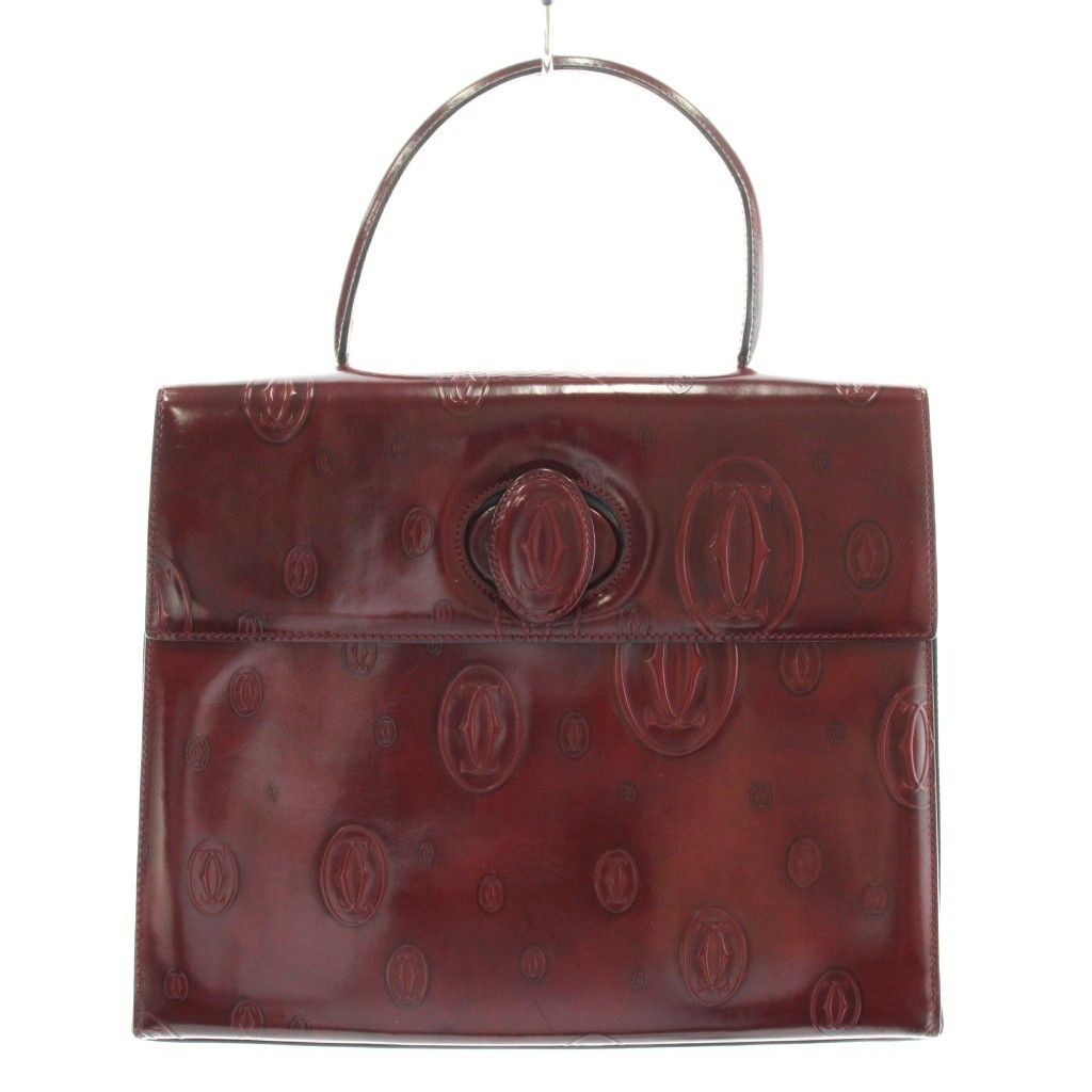 カルティエ Cartier ハッピーバースデー ハンドバッグ レザー ボルドー