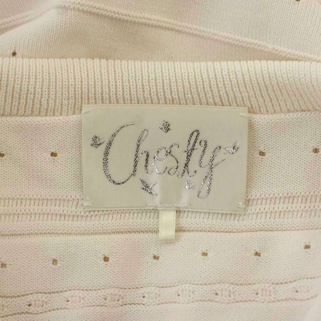 チェスティ Chesty カーディガン F 白 ホワイト スカラップボーダー