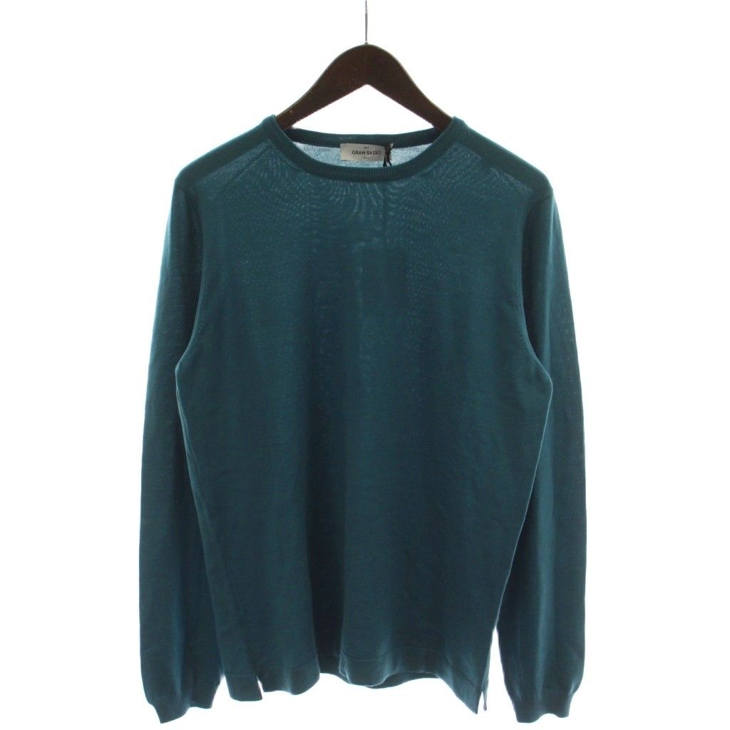 グランサッソ GRAN SASSO ニット カットソー 48 青 長袖 ラウンドネック 57136/14263 /GG
