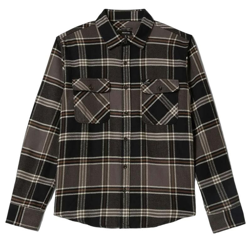 Brixton Bowery L/S Flannel Shirt Black/Charcoal/Pinecone M ネルシャツ 送料無料
