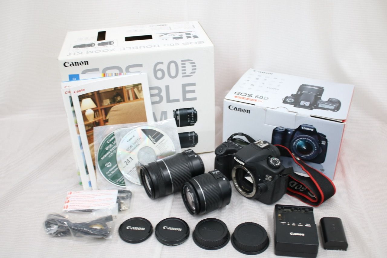 【返品保証】 【シャッター8733回】キャノン Canon EOS 60D EF-S 18-55mm F3.5-5.6 55-250mm F4-5.6 IS II デジタル一眼 e16167