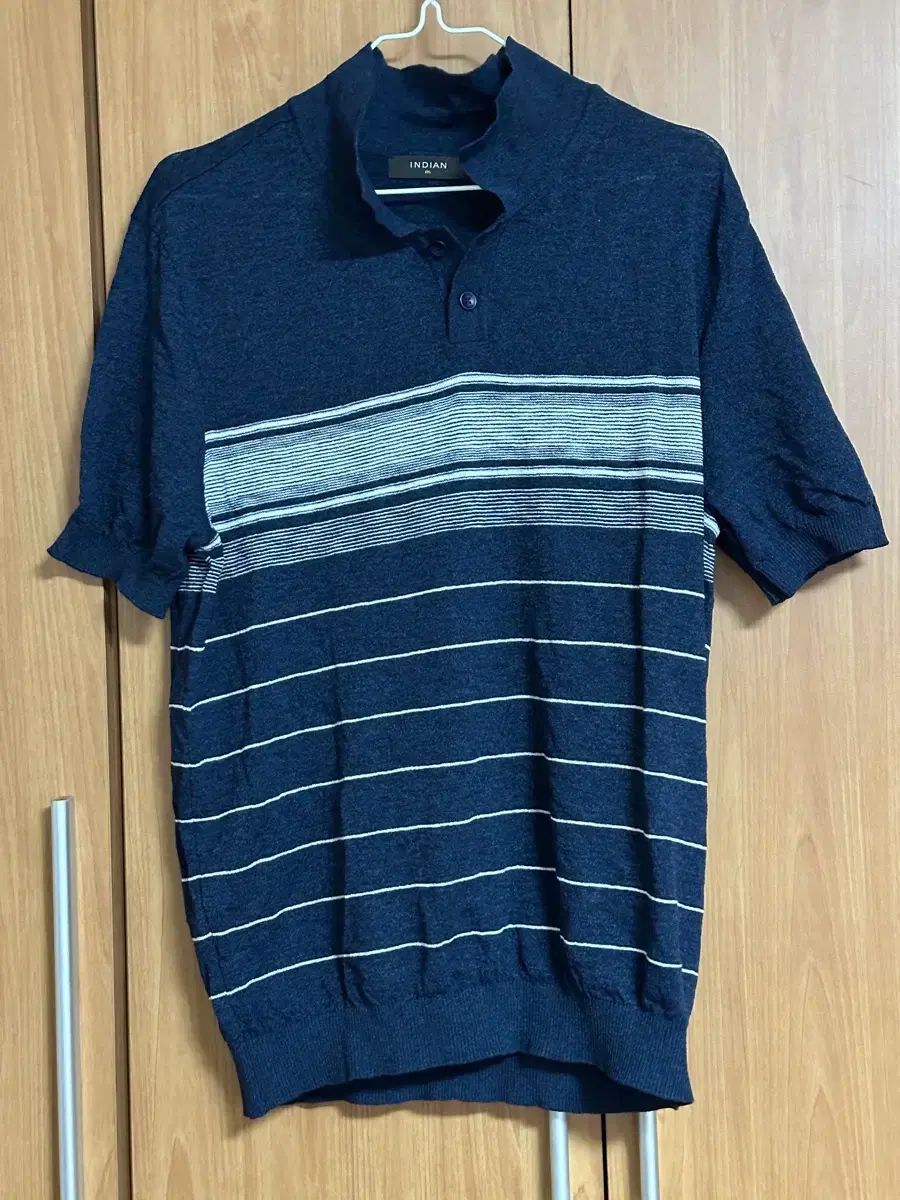 INDIAN ネイビー ストライプ ニット 半袖Tシャツ 出品