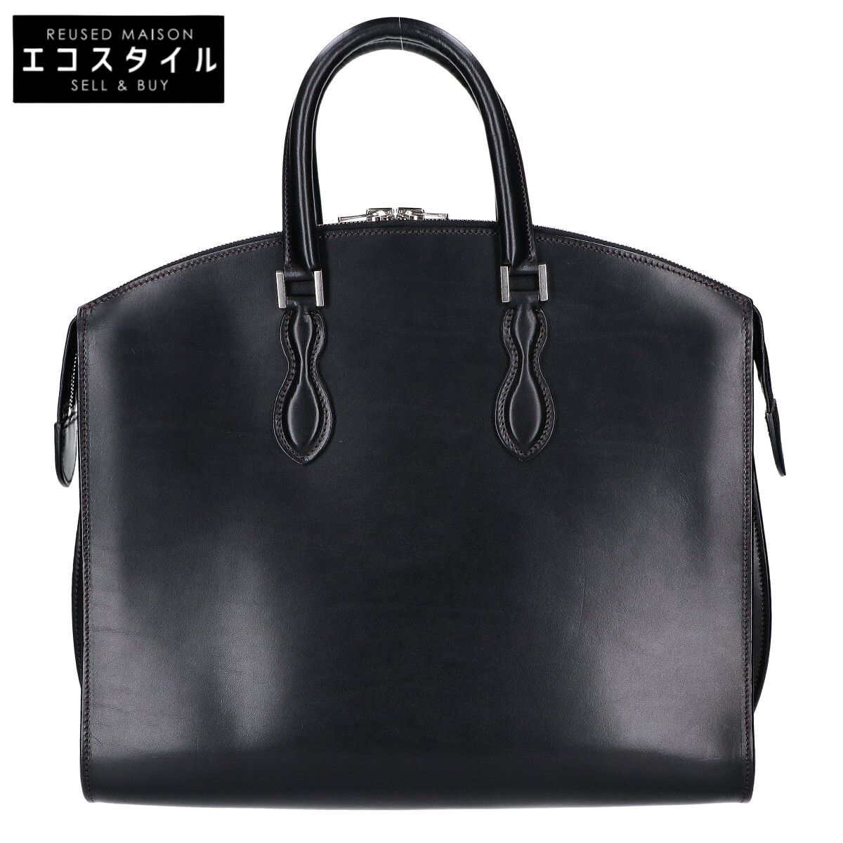 WILDSWANS Wild Swans Circulo Black English Bridle x Original Cotton Briefcase -